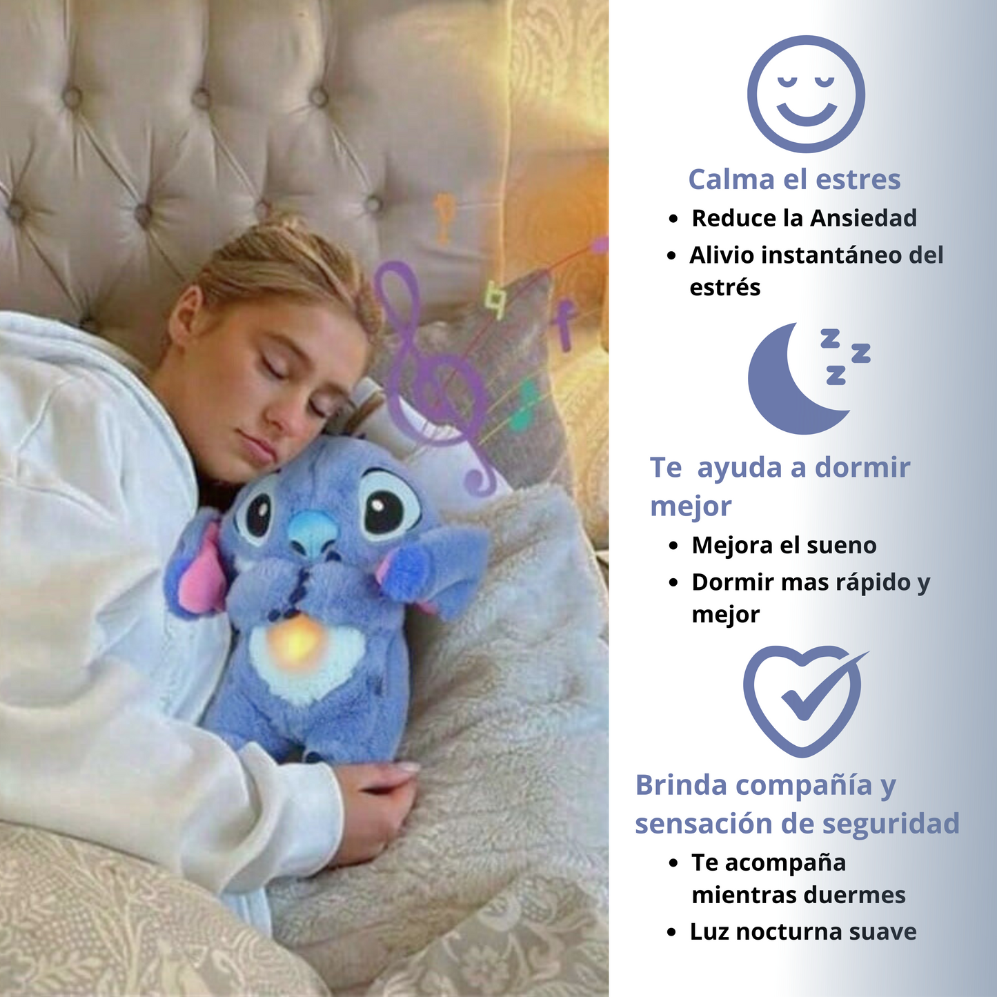 Muñeco Stitch Relajante Para Dormir